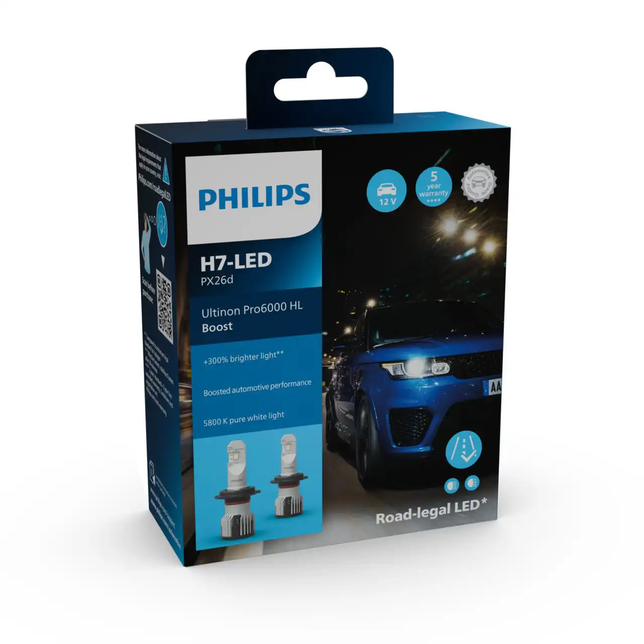 H7 12V 20W Ultinon Pro6000 Boost 5800K +300% StVZO-Konforme LED-Nachrüstlampe 2 Stück Philips H7 12V 20W Ultinon Pro6000 Boost 5800K +300% StVZO-Konforme LED-Nachrüstlampe 2 Stück Philips