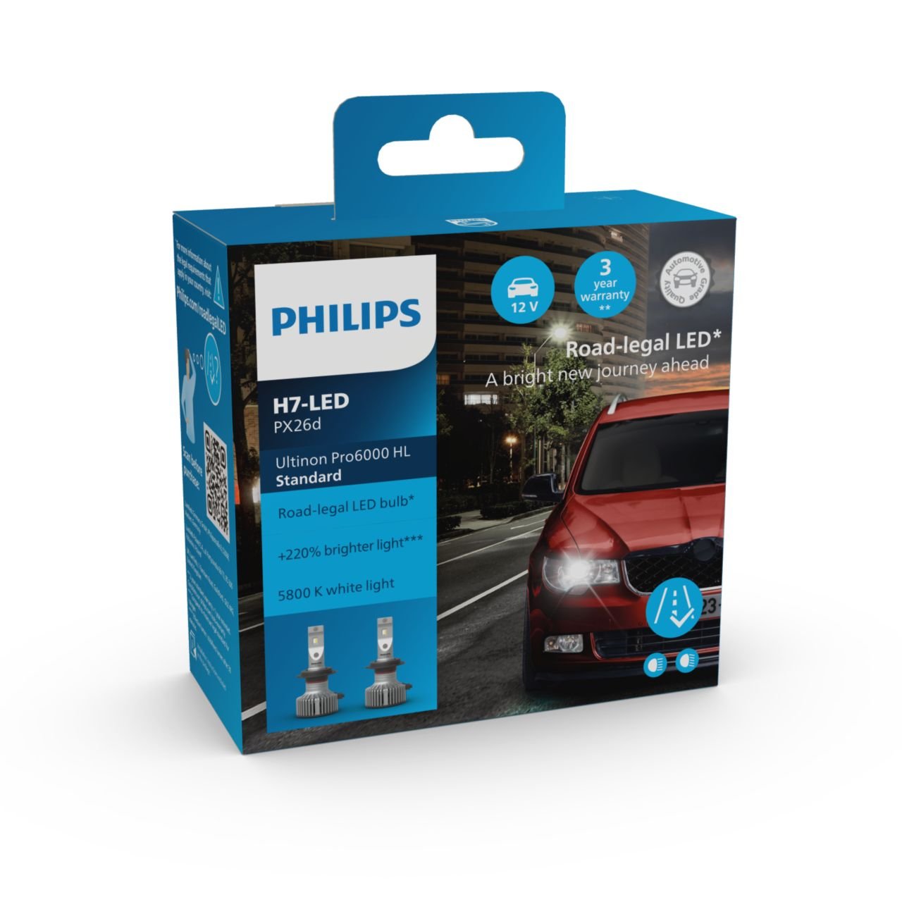 H7 12V 16W Ultinon Pro6000 LED 5800K mit Straßenzulassung Standard 2St. Philips H7 12V 16W Ultinon Pro6000 LED 5800K mit Straßenzulassung Standard 2St. Philips