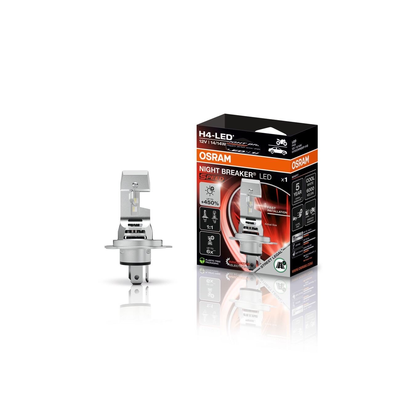 H4 NIGHT BREAKER LED SPEED 450 Motorrad LED-Nachrüstlampe 1St. OSRAM