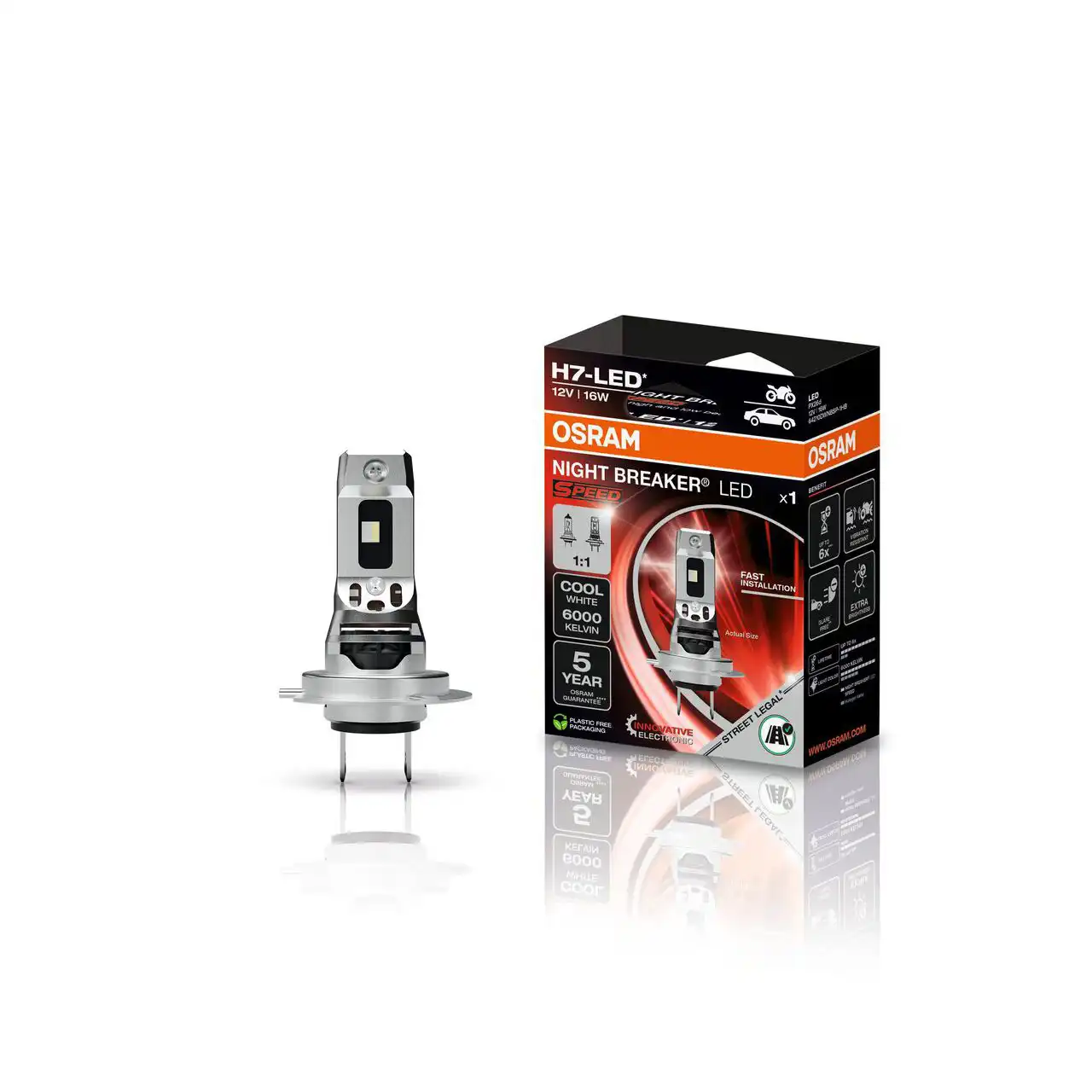 H7 NIGHT BREAKER LED SPEED 450 StVZO-Konforme LED-Nachrüstlampe 1 Stück OSRAM